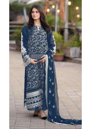 Picture of Georgette Dark Slate Grey Straight Cut Salwar Kameez