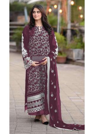 Picture of Georgette Dark Olive Green Straight Cut Salwar Kameez