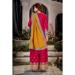 Picture of Chiffon Teal & Dark Red Straight Cut Salwar Kameez