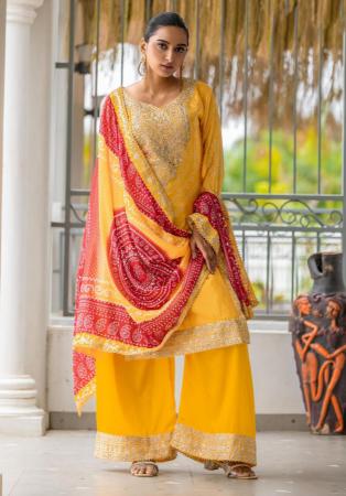 Picture of Fascinating Chiffon Orange Straight Cut Salwar Kameez