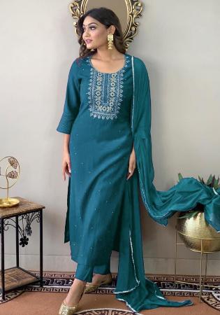 Picture of Ravishing Rayon Steel Blue Readymade Salwar Kameez