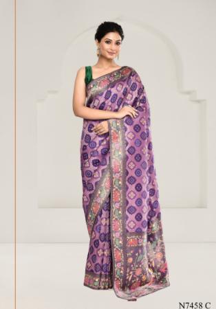 Picture of Excellent Silk Purple Saree