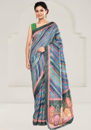 Picture of Fine Silk Cadet Blue Saree