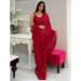 Picture of Good Looking Georgette Dark Red Saree