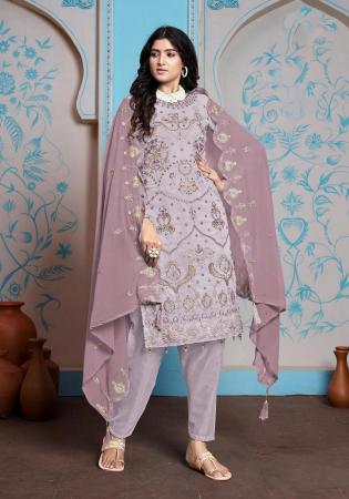 Picture of Sublime Georgette Plum Straight Cut Salwar Kameez