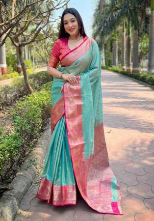 Picture of Superb Silk Dark Sea Green Saree