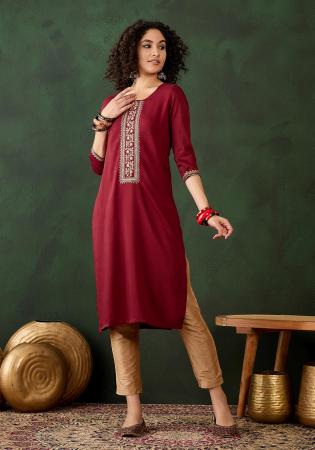 Picture of Ravishing Rayon Maroon Kurtis & Tunic