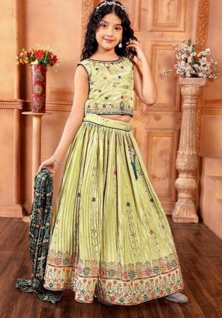 Picture of Sightly Chiffon Pale Golden Rod Kids Lehenga Choli