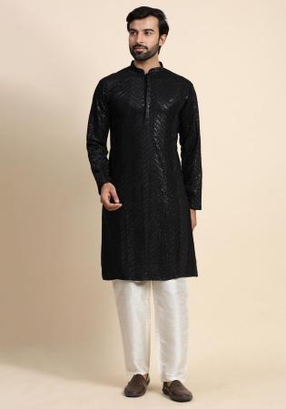 Picture of Ideal Cotton Black Kurtas