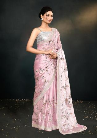 Picture of Comely Satin & Silk Plum Saree