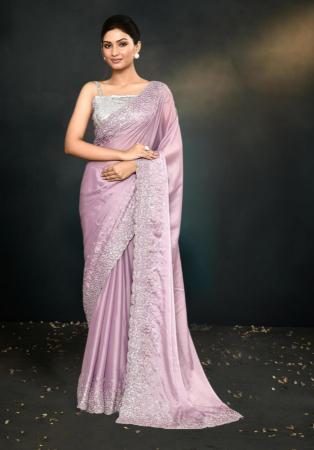 Picture of Amazing Satin & Silk Plum Saree