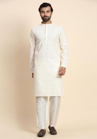 Picture of Beautiful Cotton & Georgette Off White Kurtas