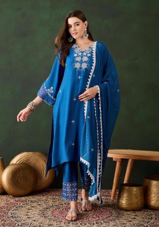 Picture of Nice Cotton Navy Blue Readymade Salwar Kameez