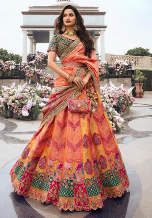 Picture of Pretty Silk Coral Lehenga Choli