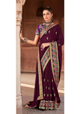 Picture of Gorgeous Silk Maroon Saree