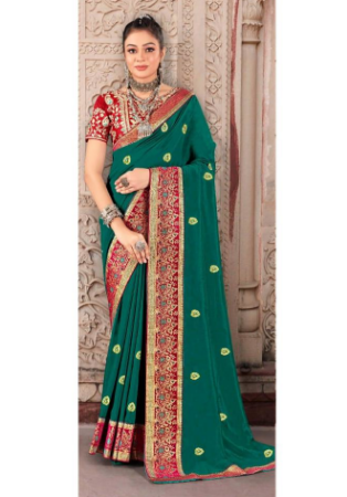 Picture of Gorgeous Silk Teal Saree