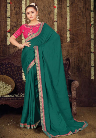 Picture of Lovely Silk Teal Saree