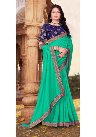 Picture of Enticing Silk Dark Cyan Saree