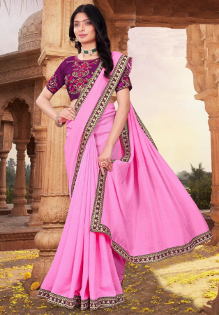 Picture of Stunning Silk Hot Pink Saree