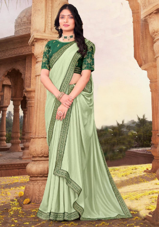 Picture of Classy Silk Dark Sea Green Saree