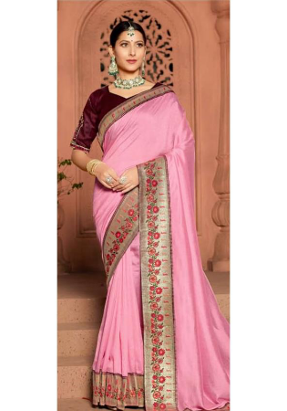 Picture of Sightly Silk Light Pink Saree