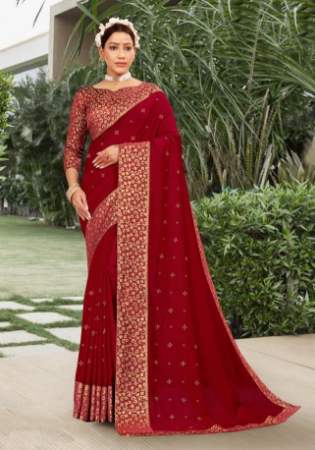 Picture of Graceful Silk Maroon Saree