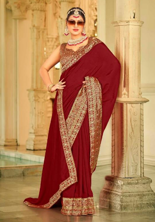 Picture of Exquisite Silk Maroon Saree