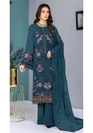 Picture of Georgette Dark Slate Grey Straight Cut Salwar Kameez