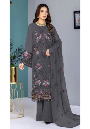 Picture of Georgette Dark Slate Grey Straight Cut Salwar Kameez