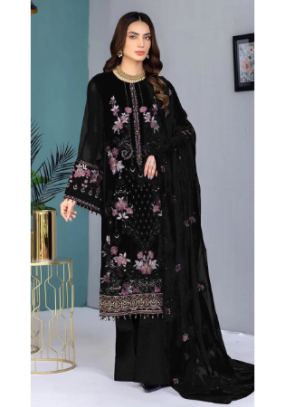 Picture of Fascinating Georgette Black Straight Cut Salwar Kameez