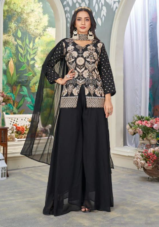 Picture of Resplendent Georgette Black Readymade Salwar Kameez