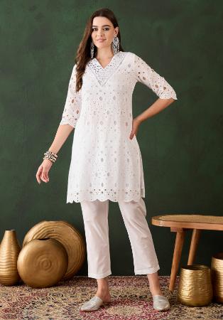 Picture of Bewitching Cotton Off White Readymade Salwar Kameez