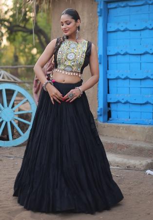 Picture of Enticing Rayon Black Lehenga Choli