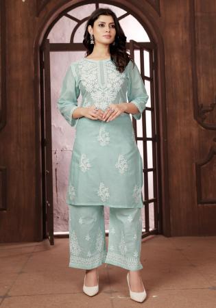 Picture of Well Formed Cotton Dark Sea Green Kurtis & Tunic