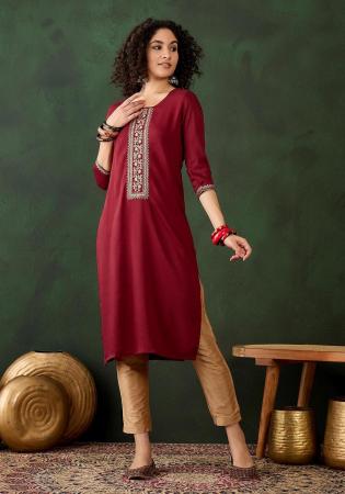 Picture of Gorgeous Rayon Maroon Kurtis & Tunic