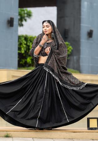 Picture of Classy Cotton Black Lehenga Choli