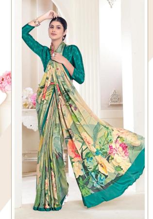 Picture of Stunning Crepe & Silk Medium Spring Green Saree