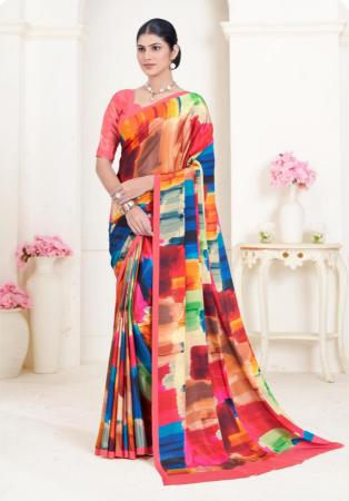 Picture of Bewitching Crepe & Silk Light Salmon Saree