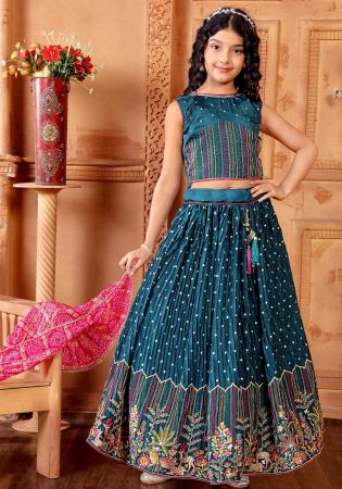 Picture of Radiant Chiffon Midnight Blue Kids Lehenga Choli