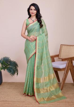 Picture of Well Formed Chiffon Dark Sea Green Saree