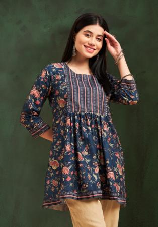 Picture of Ideal Rayon Navy Blue Kurtis & Tunic