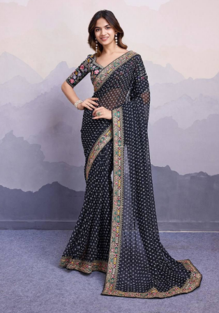 Picture of Superb Georgette Black Saree