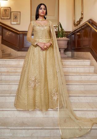 Picture of Gorgeous Net Beige Anarkali Salwar Kameez