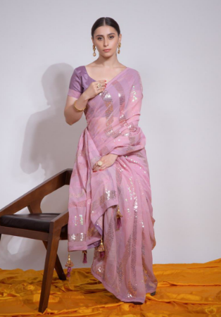 Picture of Pleasing Georgette Pink Saree