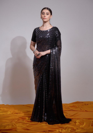 Picture of Magnificent Georgette Black Saree