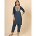 Picture of Appealing Silk Navy Blue Readymade Salwar Kameez