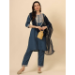 Picture of Appealing Silk Navy Blue Readymade Salwar Kameez