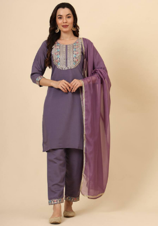 Picture of Comely Silk Purple Readymade Salwar Kameez