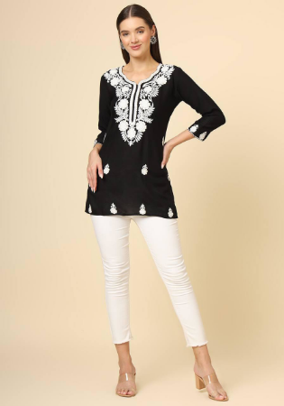 Picture of Comely Rayon Black Kurtis & Tunic