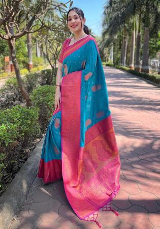 Picture of Magnificent Silk Teal Saree